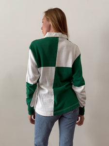 Green & White Colorblock Rugby Jersey