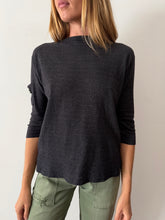 Black Knit 50s/60s Sleeve Pocket Tee