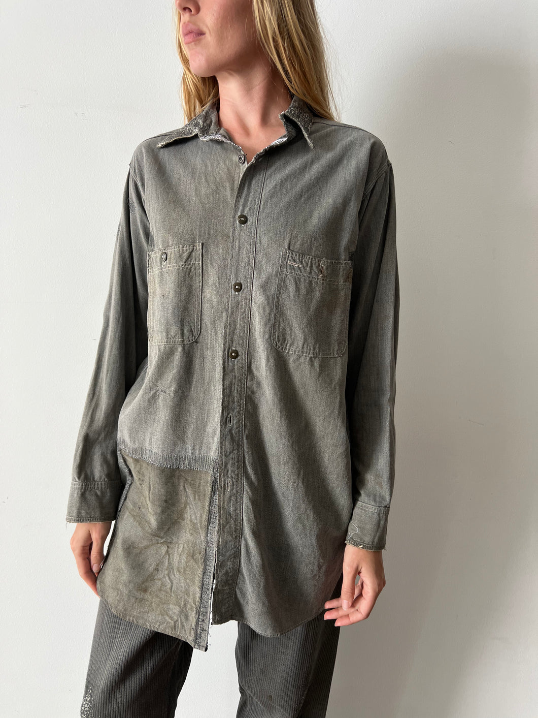 30s/40s Heavy Repair Salt & Pepper Work Shirt