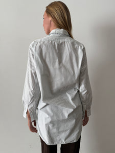 Green Striped European Cotton Pullover Shirt