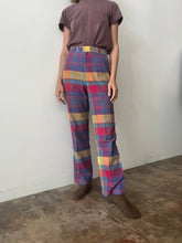 70s Cotton Madras Plaid Summer Pants