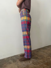 70s Cotton Madras Plaid Summer Pants