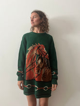 Horse Motif Cotton Knit Sweater Dress