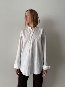 Simple Antique Banded-Collar Shirt