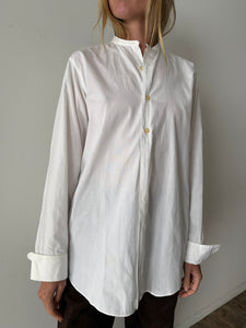 Simple Antique Banded-Collar Shirt
