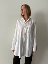 Big White Snap-Tab Collar Cotton Mens Shirt