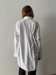 Big White Snap-Tab Collar Cotton Mens Shirt