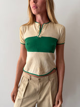 50s Green Stripe Boys Henley Tee