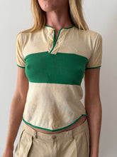 50s Green Stripe Boys Henley Tee