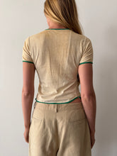 50s Green Stripe Boys Henley Tee