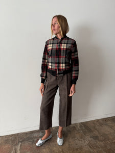 60s/70s Boxy Wool Plaid Bomber