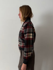 60s/70s Boxy Wool Plaid Bomber