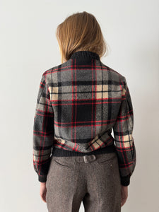 60s/70s Boxy Wool Plaid Bomber