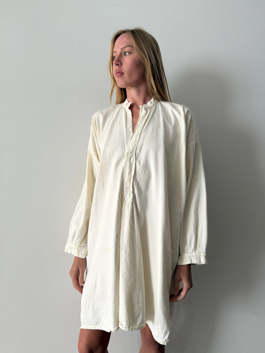 Antique Cream Cotton Flannel Euro Grampa Shirt