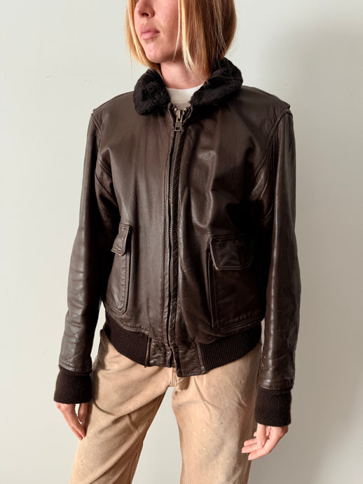 Brown Leather Flight Jacket