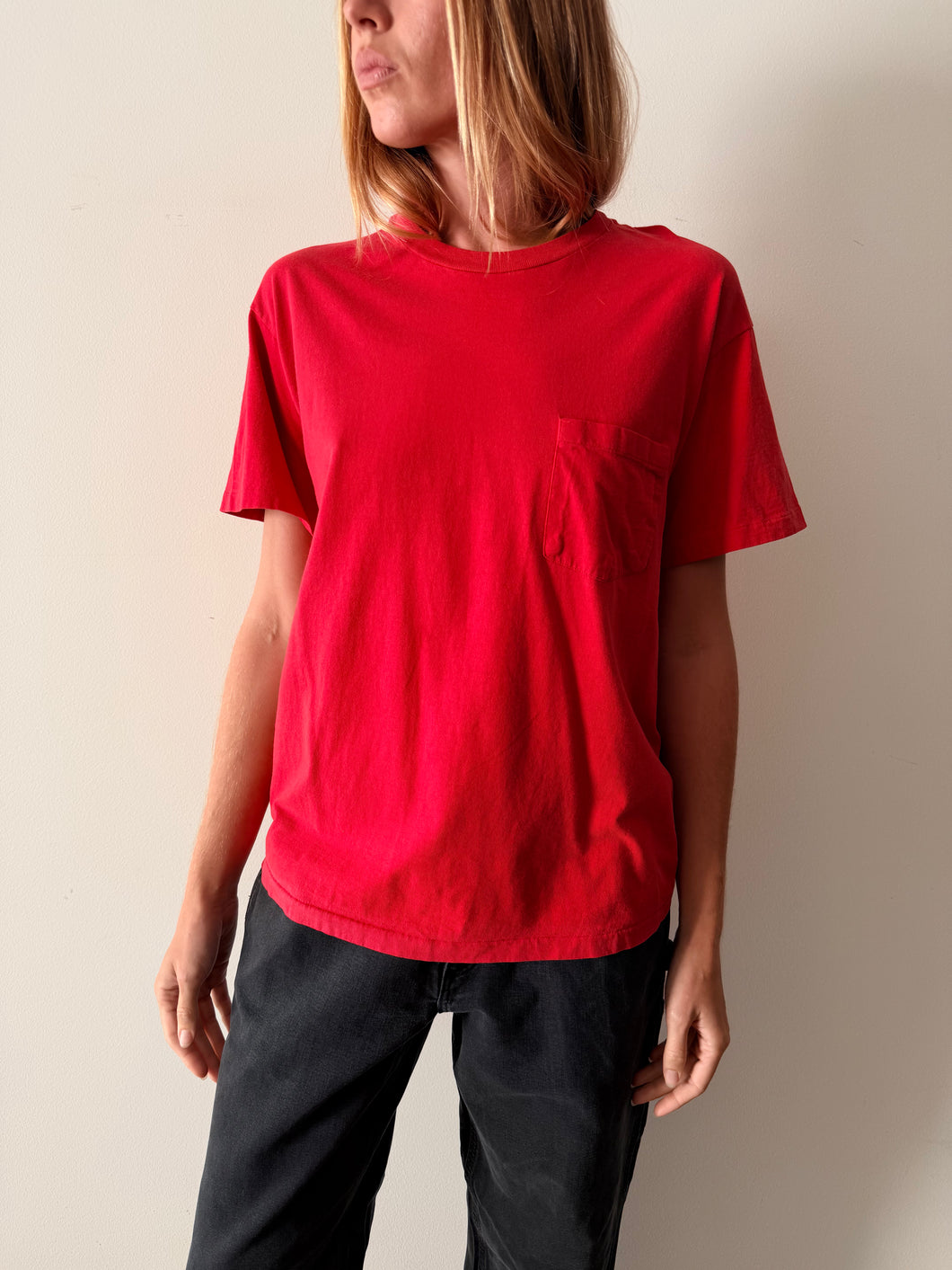 Plain Red Pocket Tee