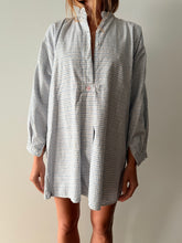 40s Blue Check Cotton Flannel Euro Grampa Shirt