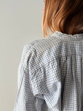 40s Blue Check Cotton Flannel Euro Grampa Shirt