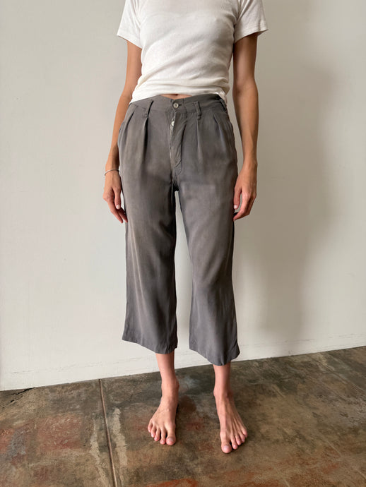 Grey Japanese Cropped Trousers