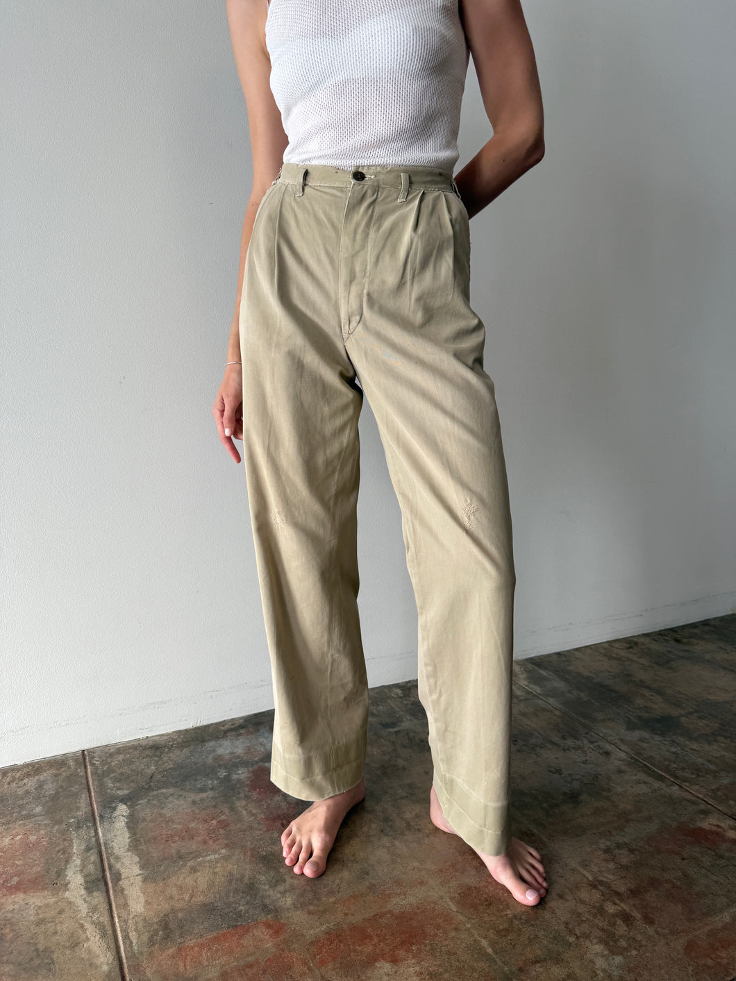 30s/40s Cotton Khaki Work Pants 27w