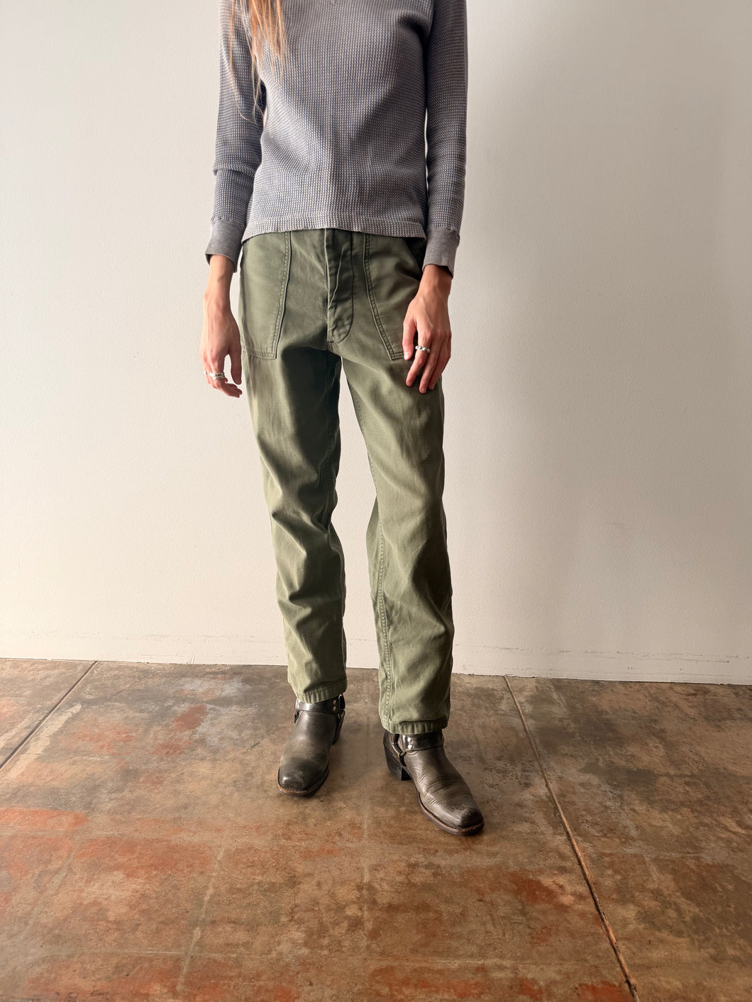 60s Faded Green US Army Pants 28w