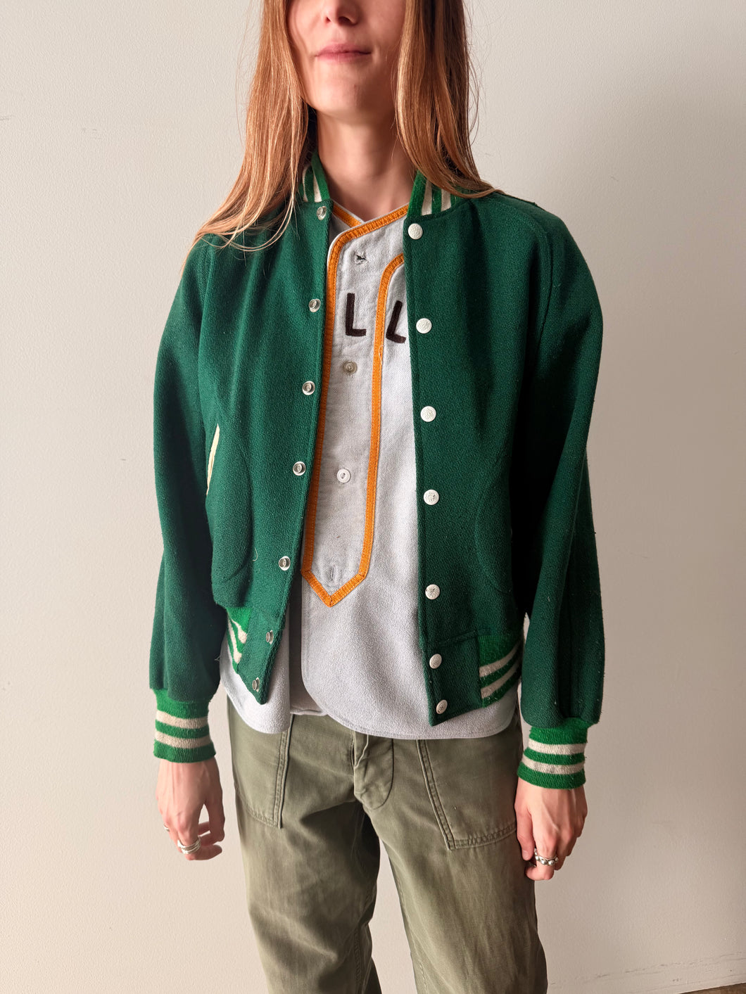 50s Green Wool Varsity Jacket