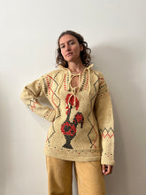 Handknit Rooster Pullover Sweater
