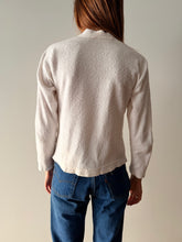 40s White Cotton Terry Cardigan