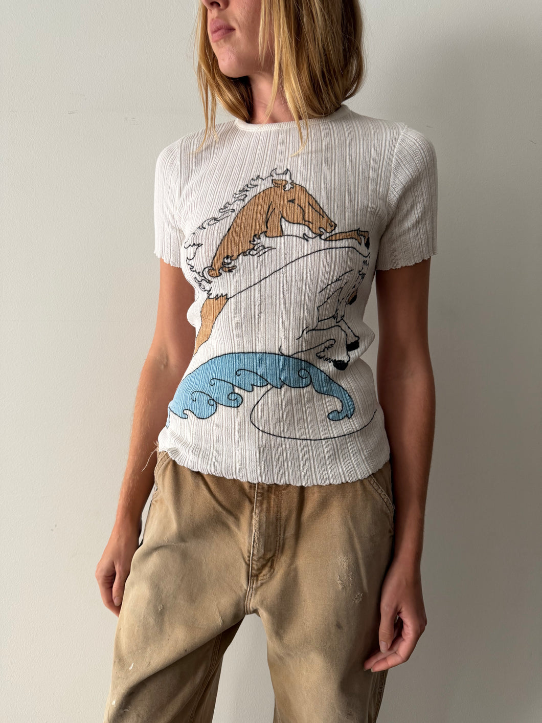 Ribbed Cotton Horses Tee