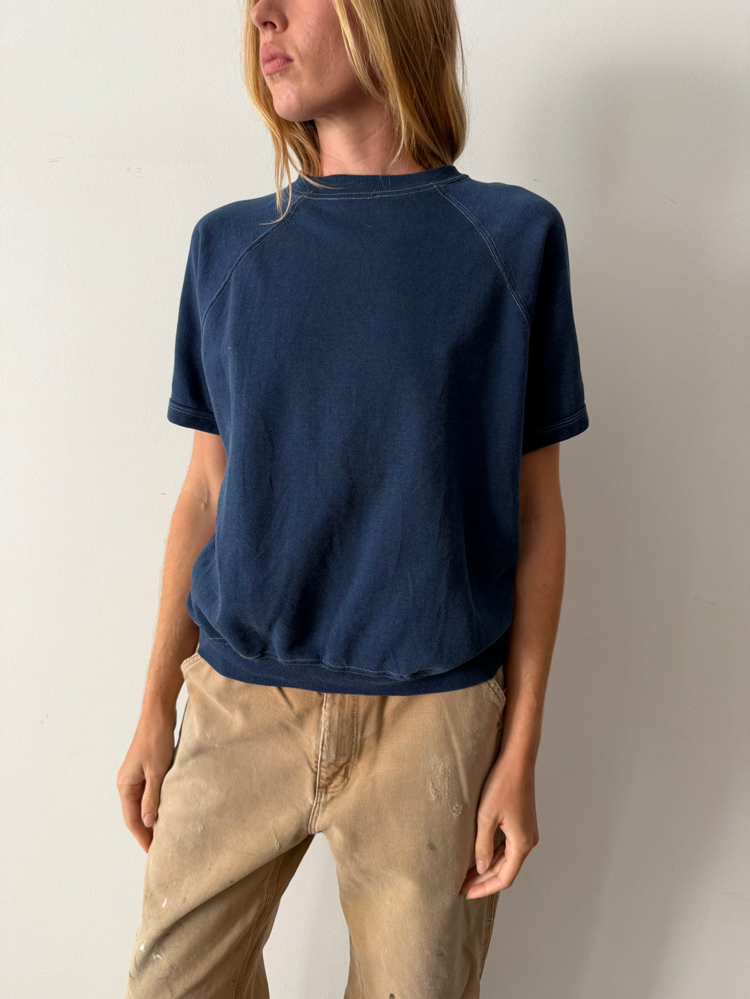 Short Sleeve Navy Sweatshirt