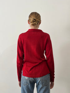 40s Red Lace-Up Athletic Shirt