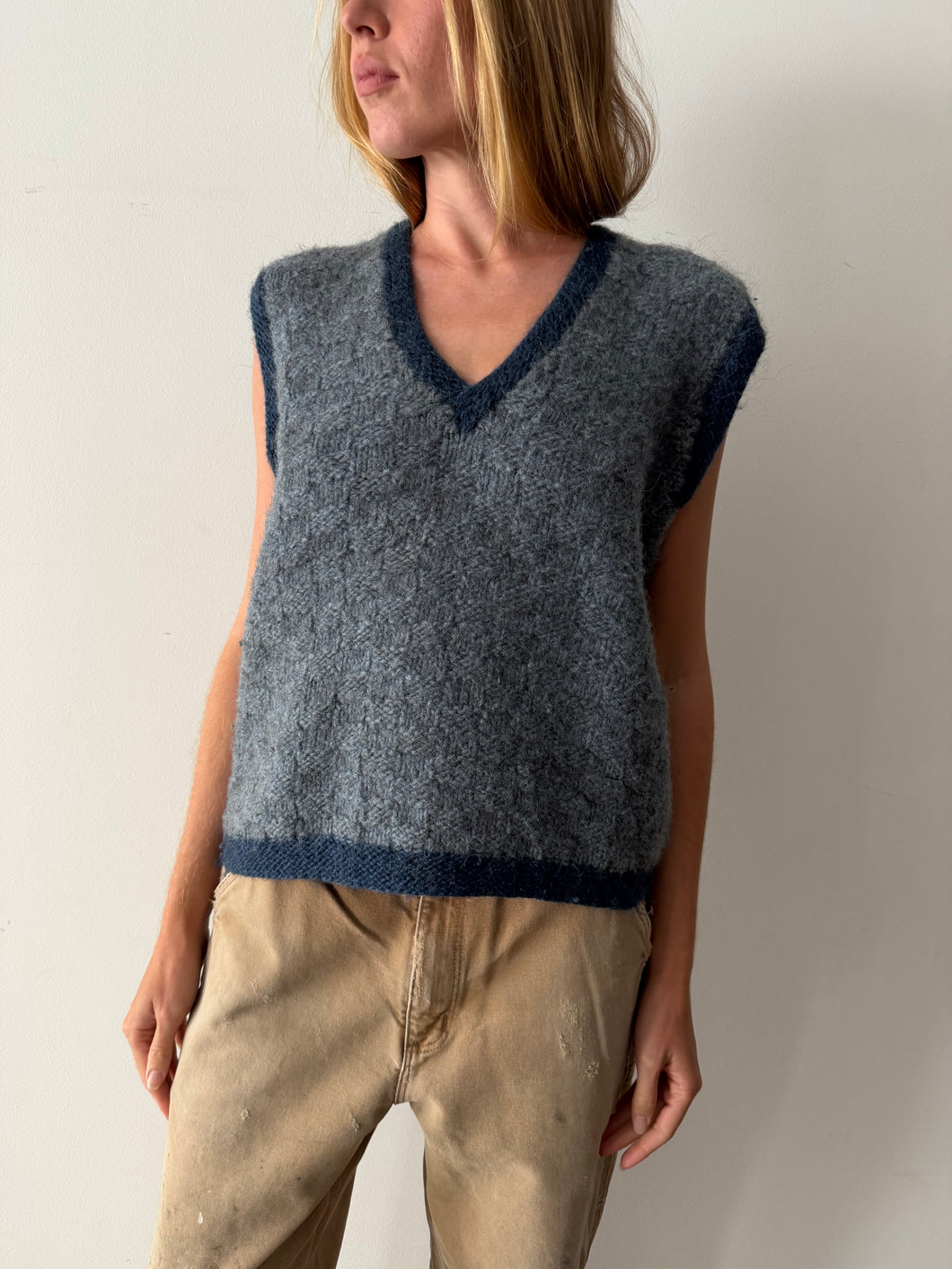Handknit Blue Sweater Vest