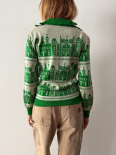 70s Green Antique Cityscape Sweater
