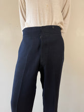 50s Japanese Deep Blue Wool Work Trousers 32w