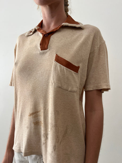 30s/40s Brown Two Toned Polo Shirt