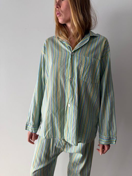 Green Striped 2 piece Pajama Set