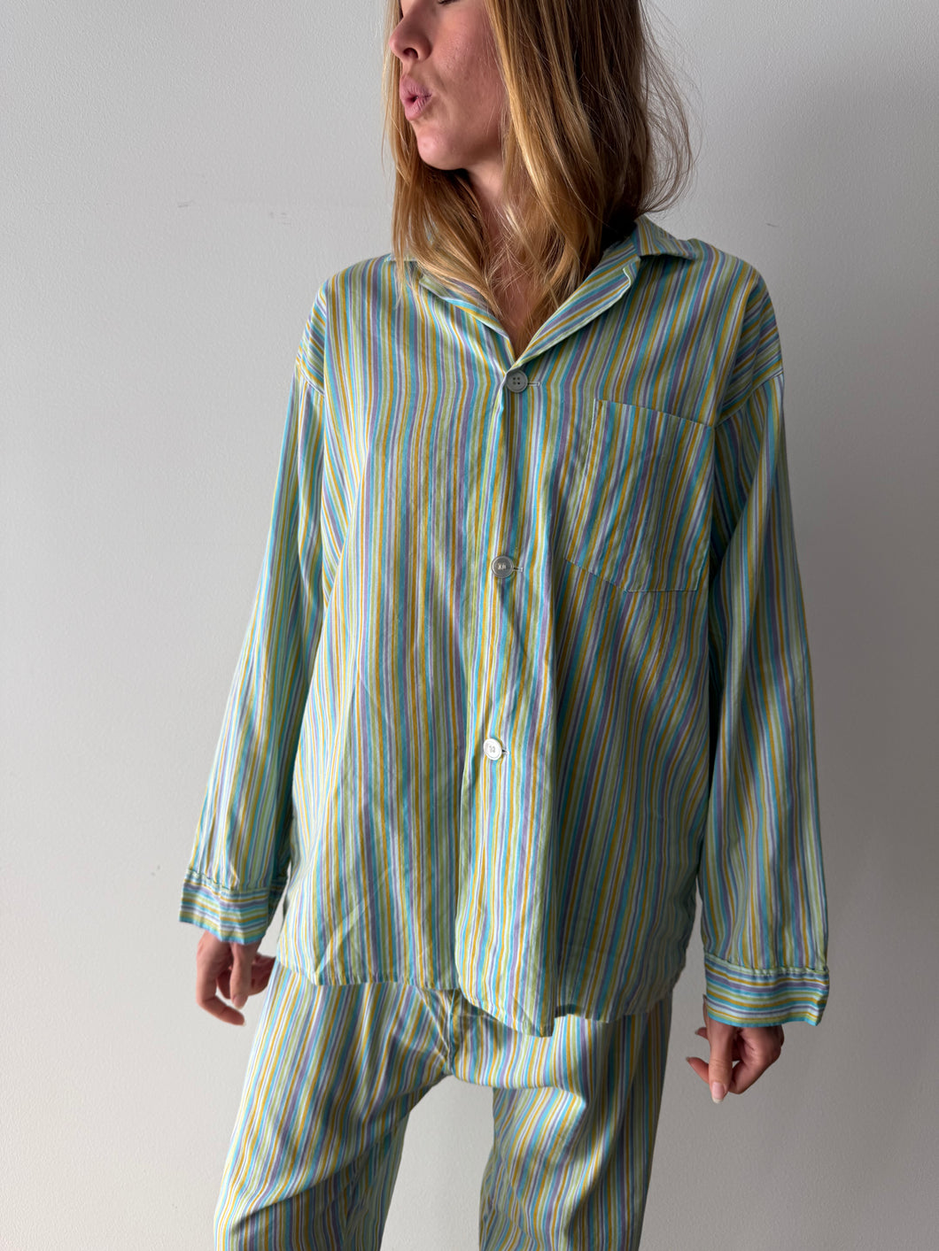 Green Striped 2 piece Pajama Set