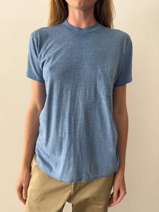 Soft & Thin Heather Blue Pocket Tee