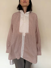 30s French Cotton Brown Striped Dress Shirt