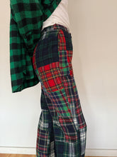 70s Plaid Patchwork Wool Trousers 27w