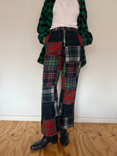 70s Plaid Patchwork Wool Trousers 27w
