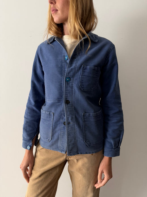 Faded Blue French Moleskin Chore Coat