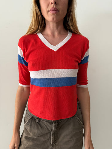 Red White & Blue Mesh Sport Shirt