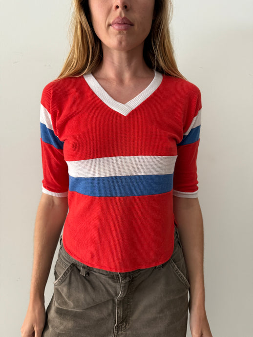 Red White & Blue Mesh Sport Shirt