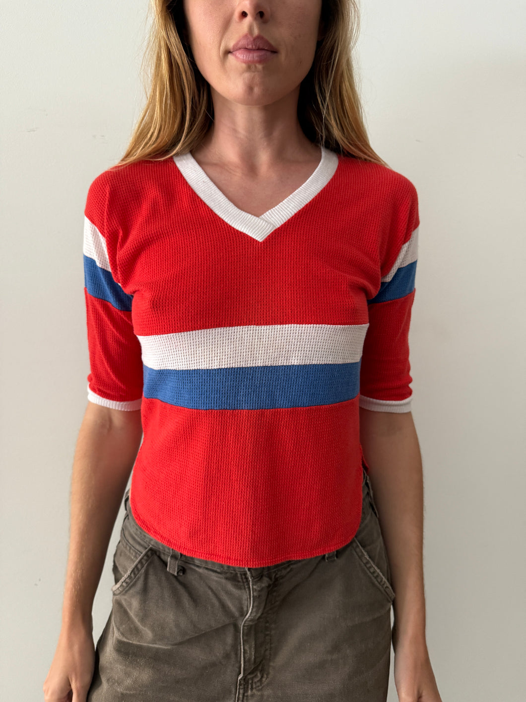 Red White & Blue Mesh Sport Shirt