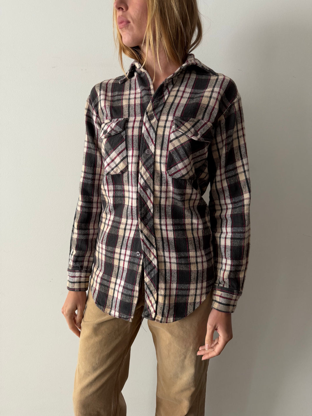 70s Cotton Flannel Work Shirt