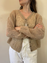 Lightweight Tan Cropped Wool Cardigan
