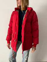 Eddie Bauer Red Down Hooded Puffer Coat