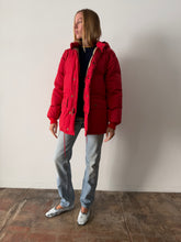 Eddie Bauer Red Down Hooded Puffer Coat