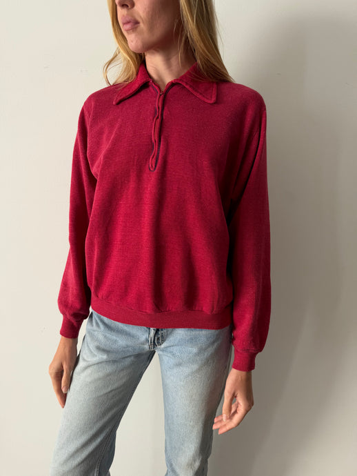 Faded Red Half-Zipped Sweatshirt